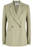 Harris Wharf London Double-breasted Woven Blazer Sage
