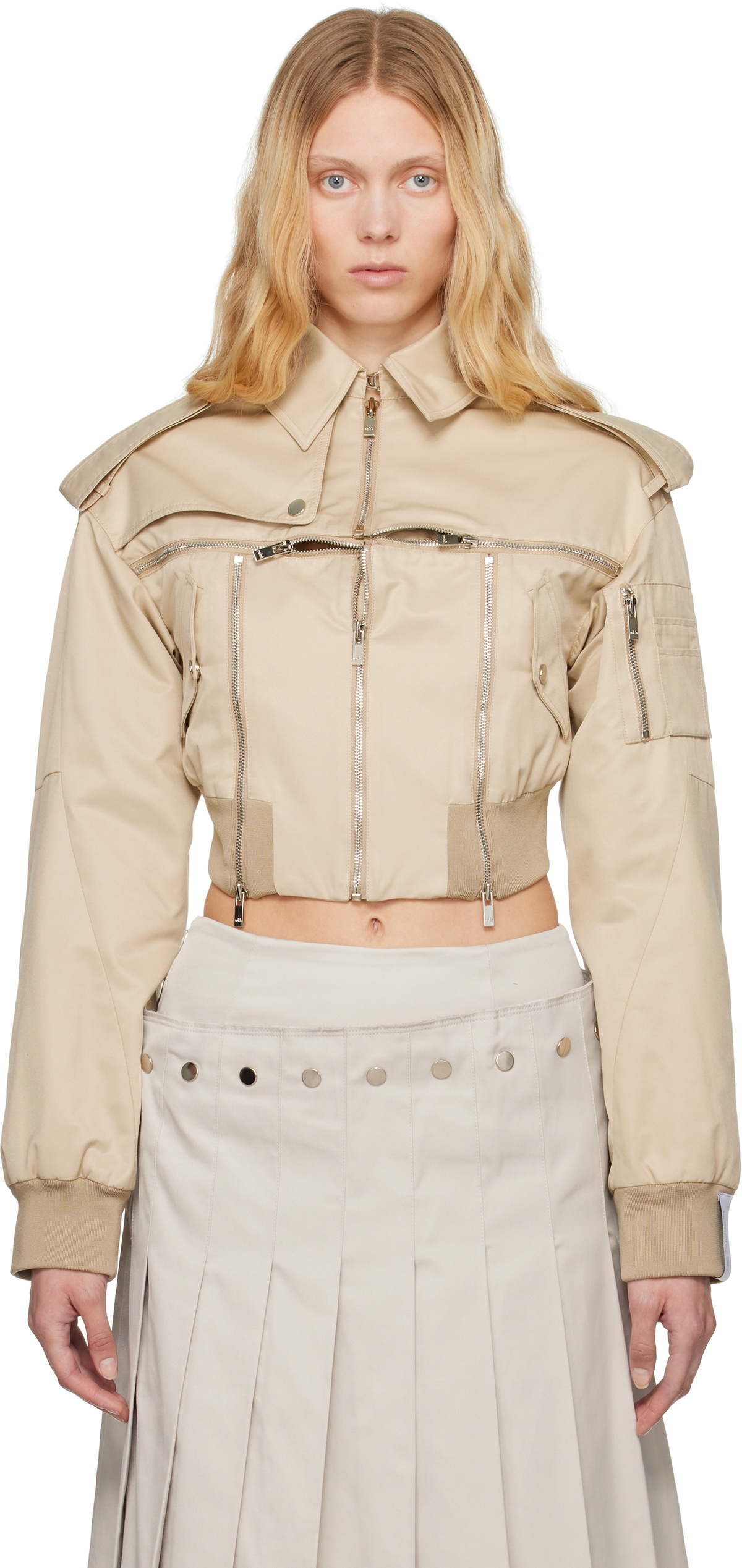 Rokh Beige Broken Harrington Jacket