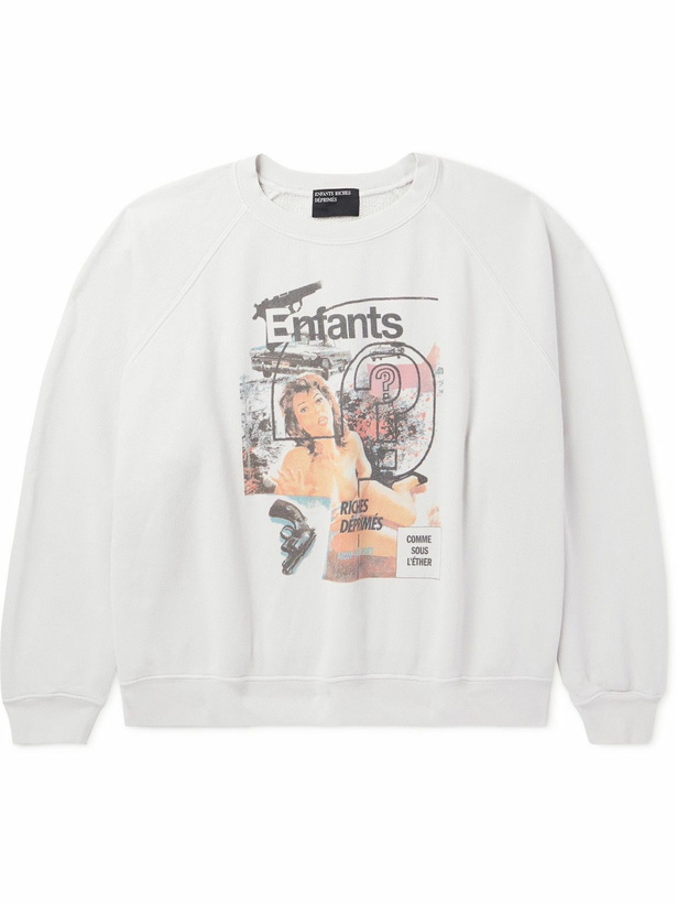 Photo: Enfants Riches Déprimés - Thrilling Cropped Printed Cotton-Jersey Sweatshirt - White