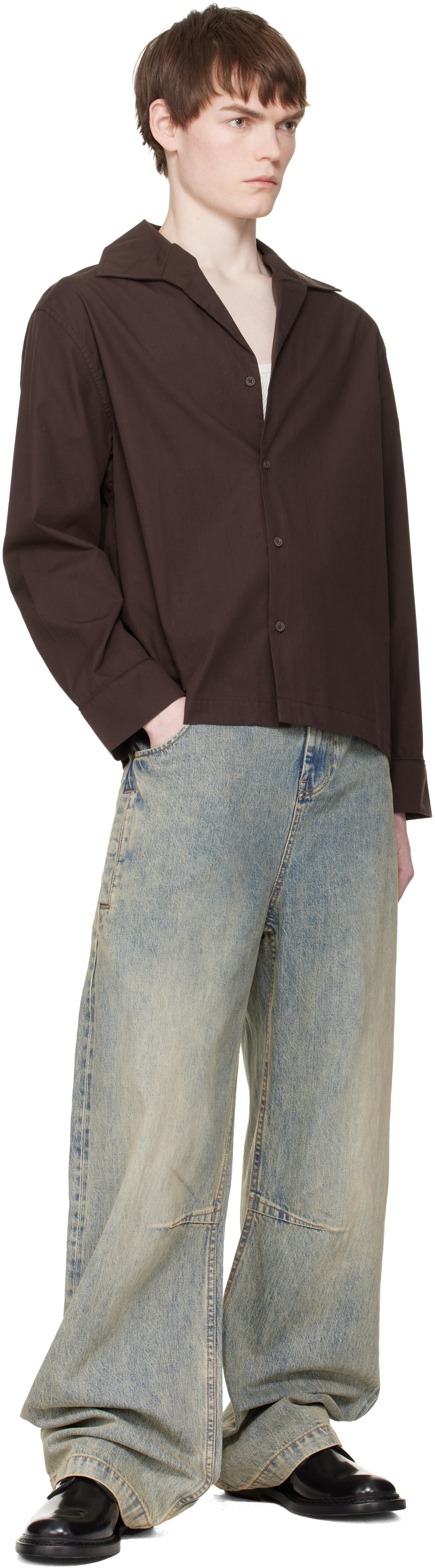 Entire Studios Brown LS Pajama Shirt