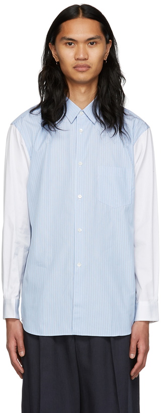 Photo: Comme des Garçons Shirt Blue & White Cotton Shirt