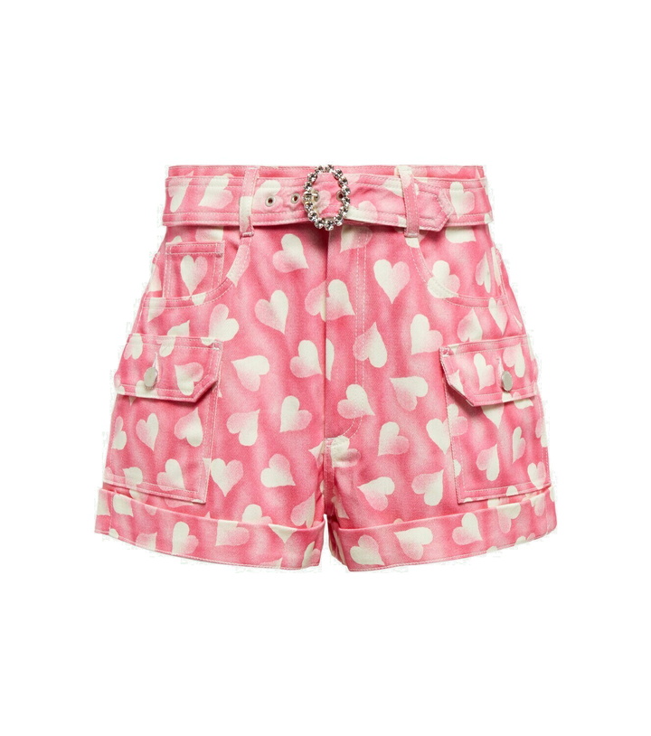 Photo: Alessandra Rich Heart-print high-rise denim shorts