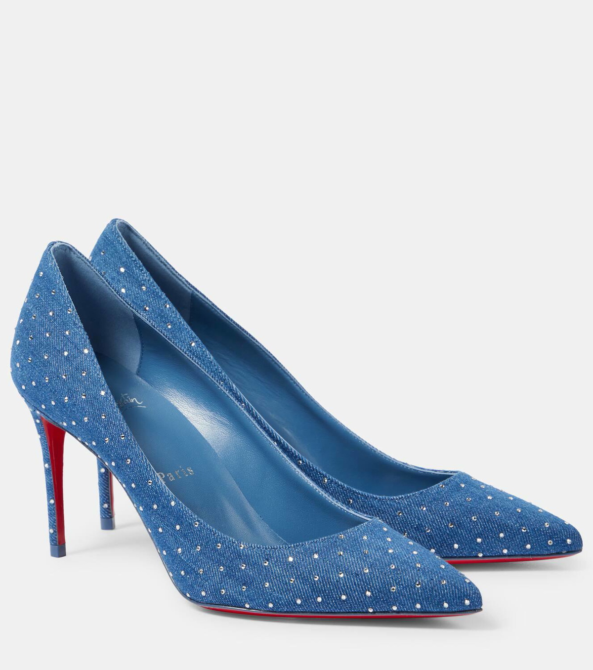Christian Louboutin Kate 85 embellished denim pumps Christian