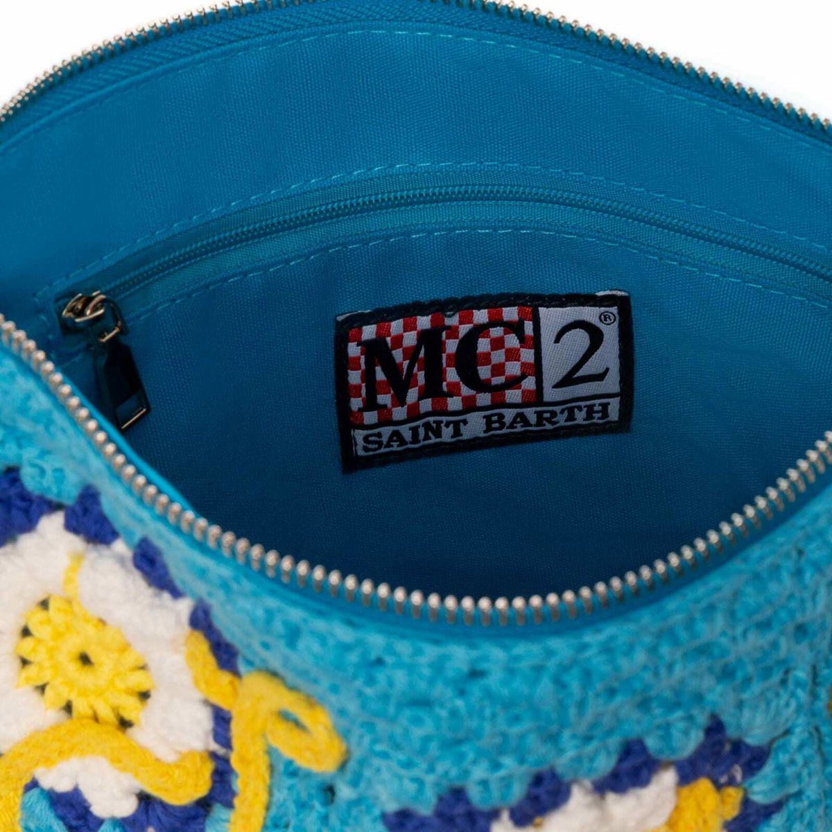 MC2 Saint Barth Parisienne Crochet Pouch Bag With Daisy Embroidery