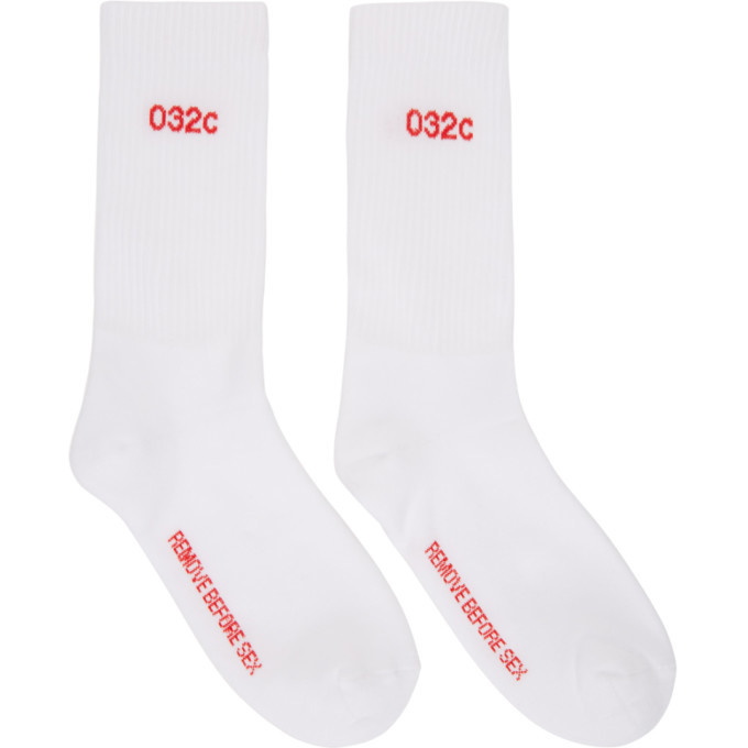 Photo: 032c White and Red Remove Before Sex Socks