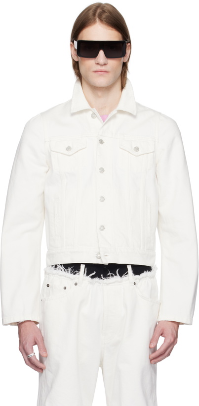 Photo: ALAINPAUL White Molded Shoulder Denim Jacket