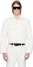 ALAINPAUL White Molded Shoulder Denim Jacket