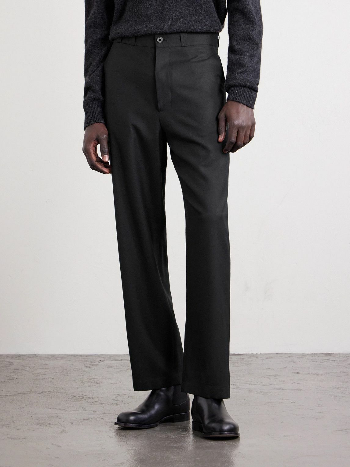 The Row - Ottis Straight-Leg Virgin Wool-Flannel Trousers - Black