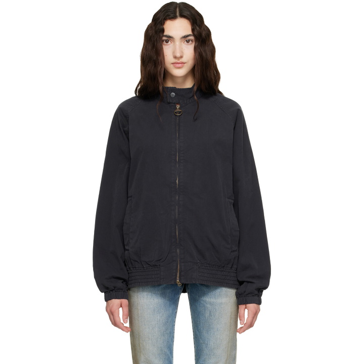 Photo: Barbour Navy Royston Cotton Harrington Bomber Jacket