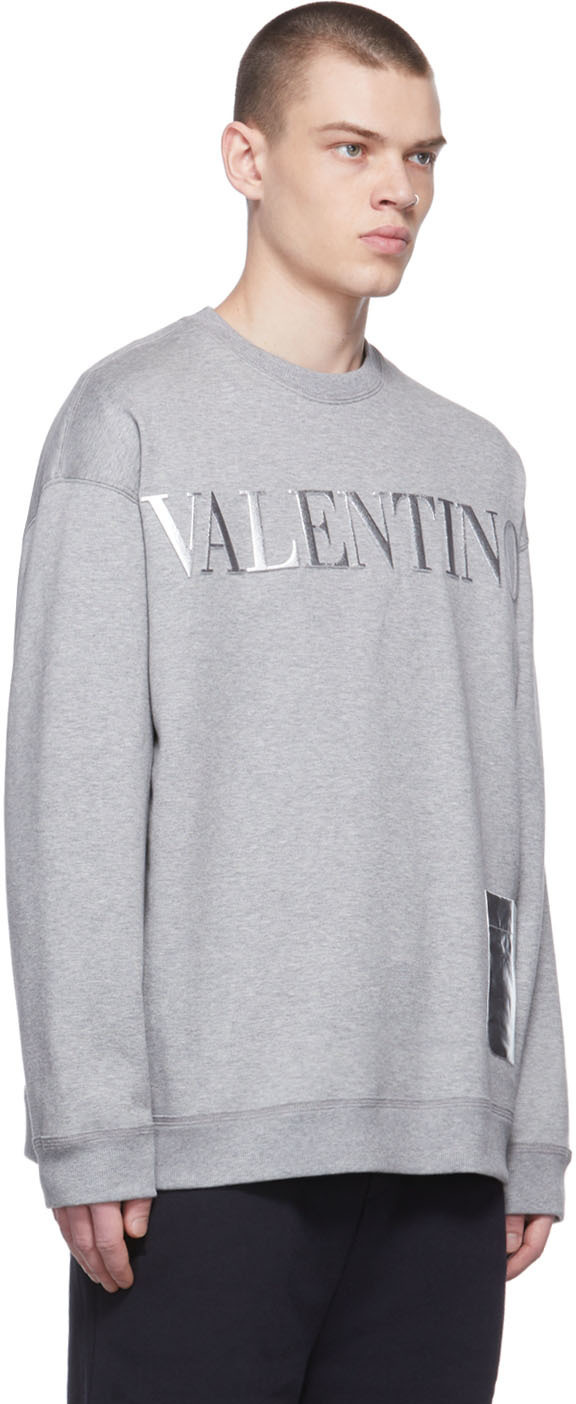 Valentino Grey Embossed Metallic Logo Sweatshirt Valentino