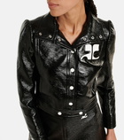 Courreges - Logo cropped faux leather jacket