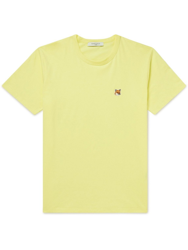 Photo: Maison Kitsuné - Logo-Appliquéd Cotton-Jersey T-Shirt - Yellow