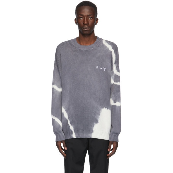 Photo: Off-White Grey and Off-White Tie-Dye Sweater