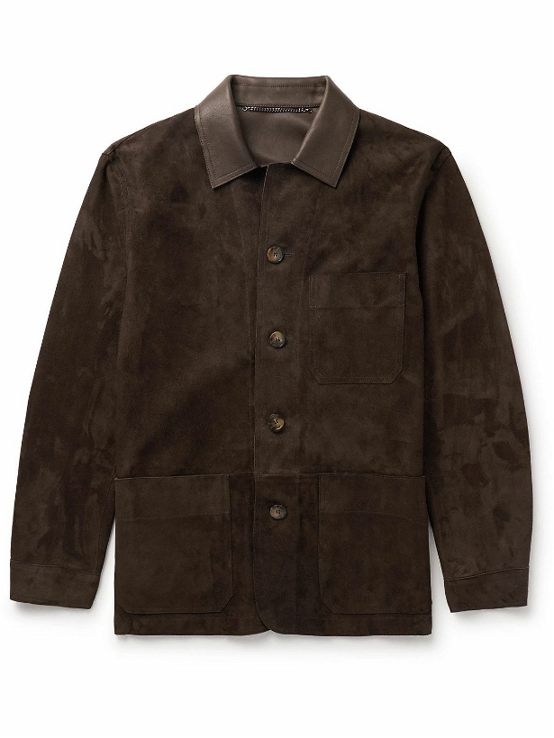 Photo: Canali - Leather-Trimmed Suede Chore Jacket - Brown