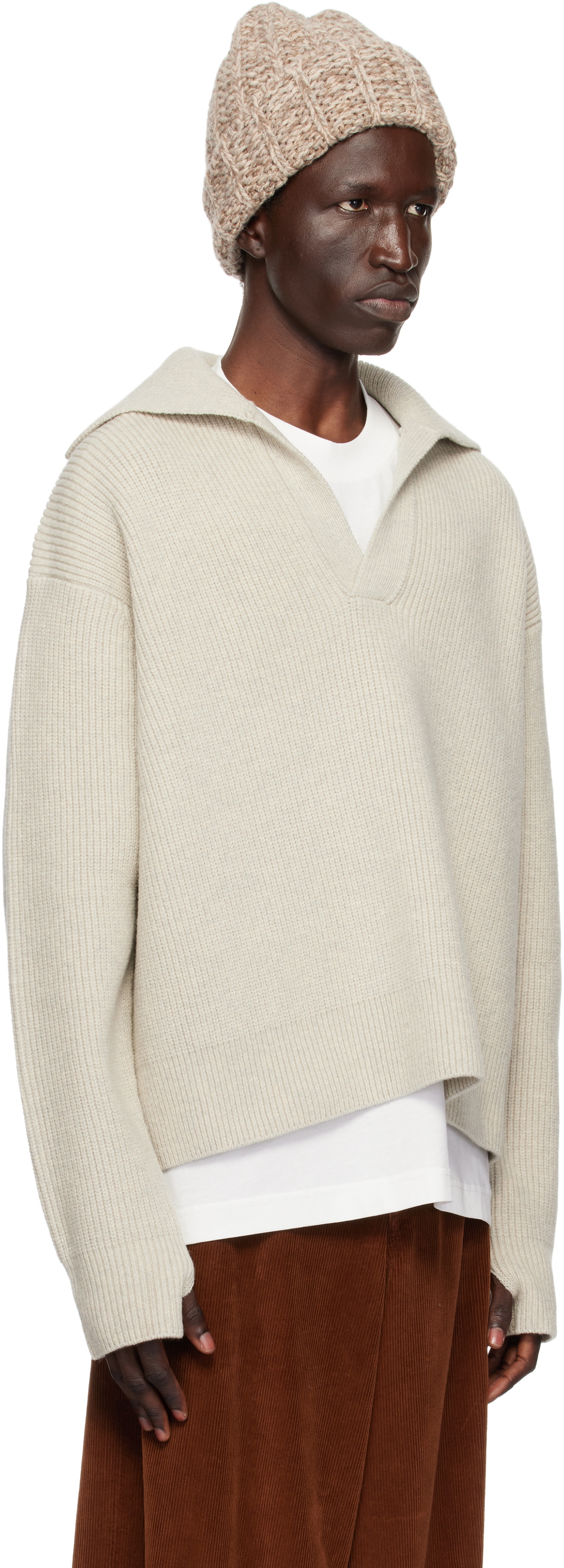 Studio Nicholson Taupe Nash Knit Polo Studio Nicholson