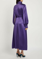 Joseph Cels Belted Satin Midi Dress Violet