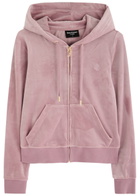 Juicy Couture Robertson Hooded Velour Sweatshirt Light Pink