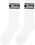 Rhude White & Black Stripe Logo Socks