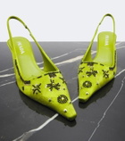 Prada Embellished satin slingback pumps