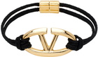 Valentino Garavani Black & Gold VLogo Signature Bracelet