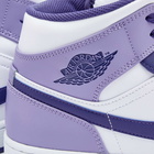 Air Jordan Men's 1 Mid Sneakers in Purple/White