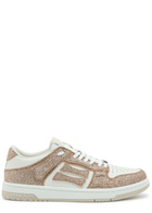 Amiri Skel Glittered Leather Sneakers Gold