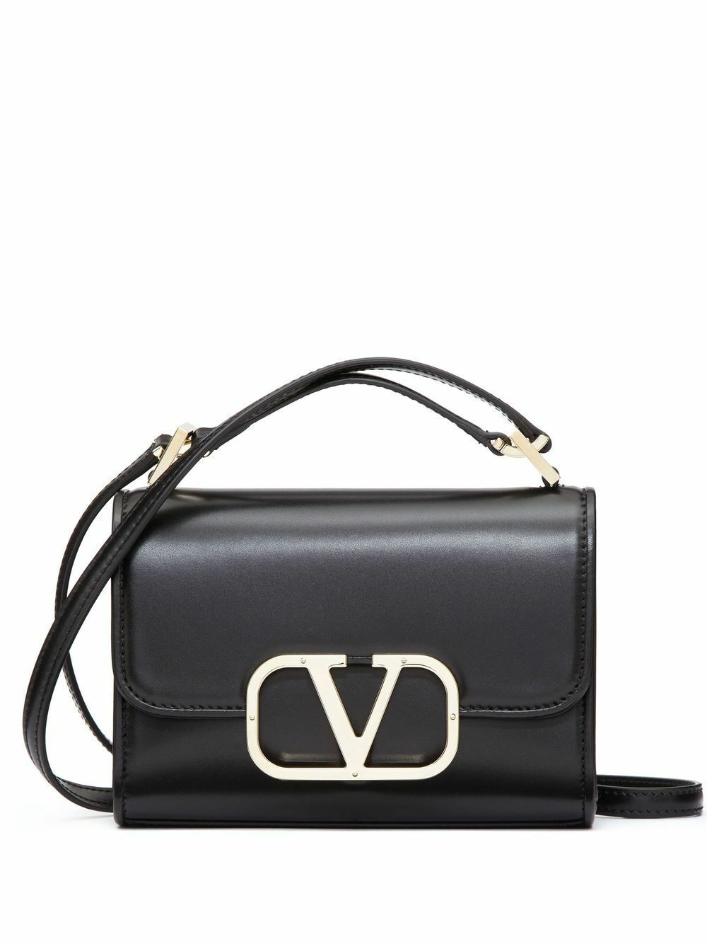 V Logo Signature Small Leather Bucket Bag in Black - Valentino Garavani