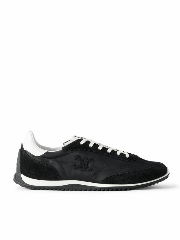 Photo: CELINE - Leather and Suede-Trimmed Logo-Embroidered Shell Sneakers - Black