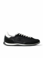 CELINE - Leather and Suede-Trimmed Logo-Embroidered Shell Sneakers - Black