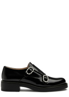 Stuart Weitzman Leighton Embellished Leather Monk Strap Shoes Black