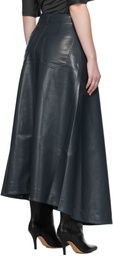 Nanushka Blue Neith Draped Vegan Leather Maxi Skirt