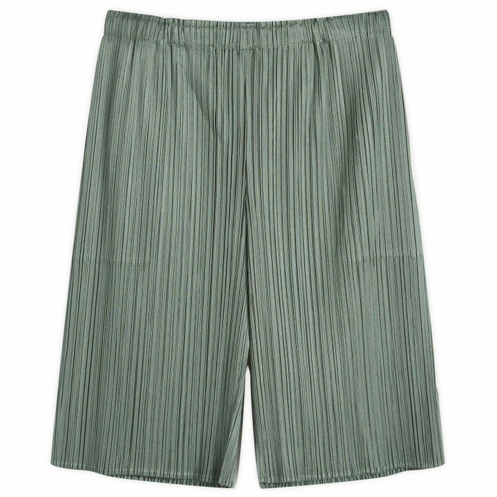 Photo: Pleats Please Issey Miyake Women's Pleated Shorts in Moss Green