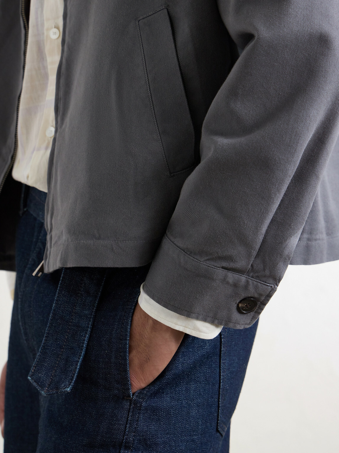 FRAME - Cotton-Blend Trucker Jacket - Gray