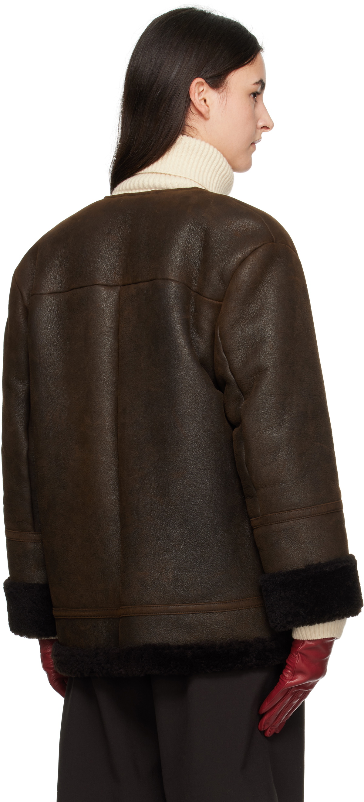 Weekend Max Mara Brown Borbone Shearling Jacket