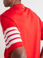 Thom Browne - Logo-Appliquéd Striped Cotton-Jersey T-Shirt - Red