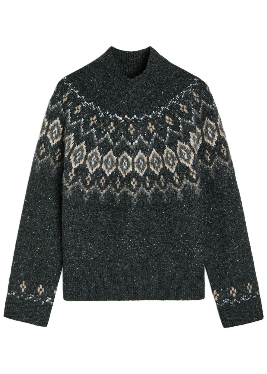 Vince Fair Isle Cashmere Jumper Grey