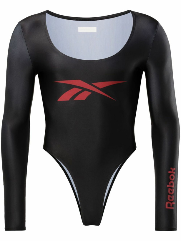 Photo: Reebok LTD Black Vector-Print Scoop-Neck Bodysuit