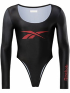 Reebok LTD Black Vector-Print Scoop-Neck Bodysuit