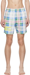 Lacoste Off-White Check Swim Shorts