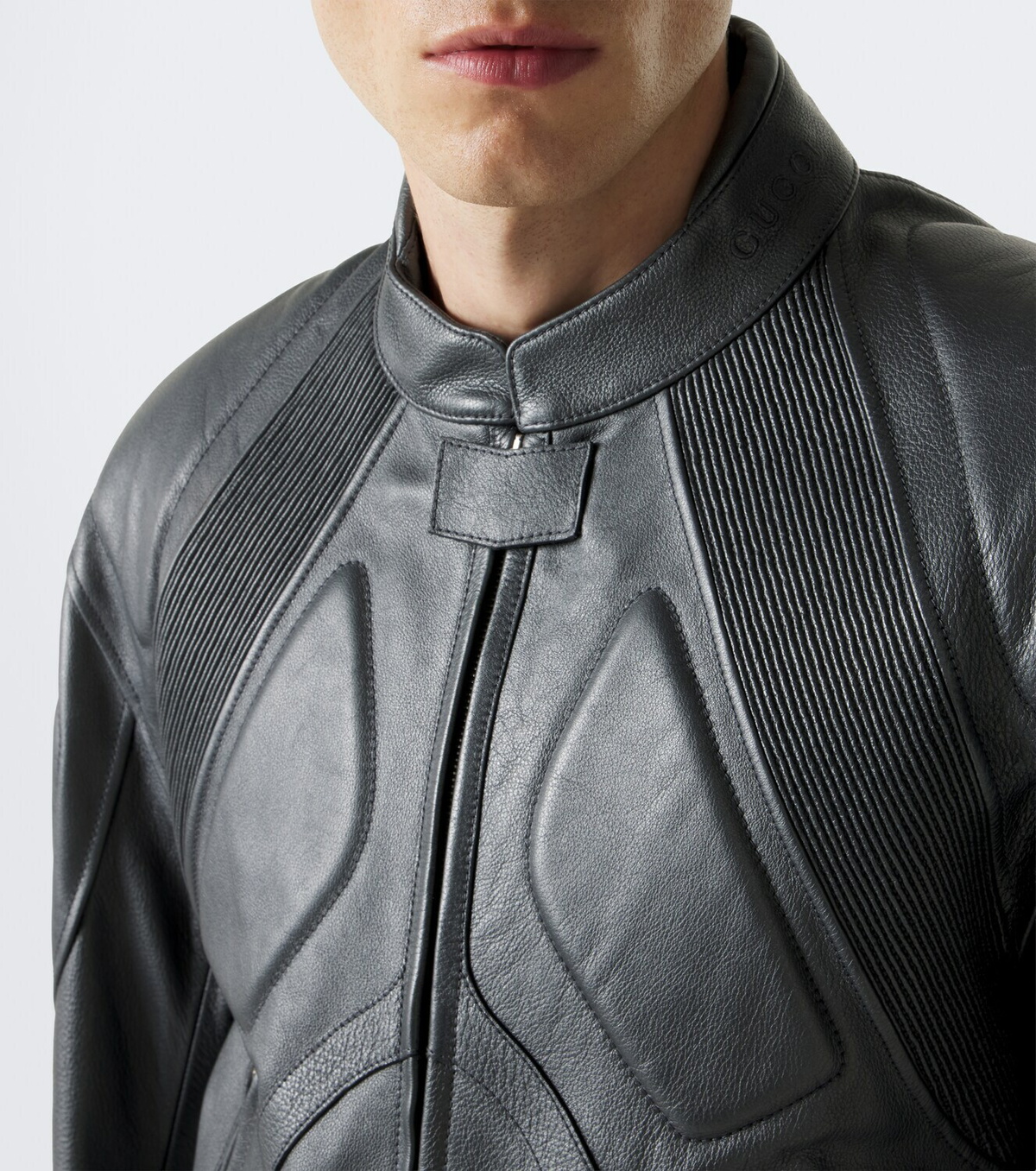 Gucci GG leather biker jacket