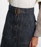 Moncler Belted denim midi skirt
