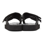 Versace Jeans Couture Black and White All-Over Logo Strap Slides