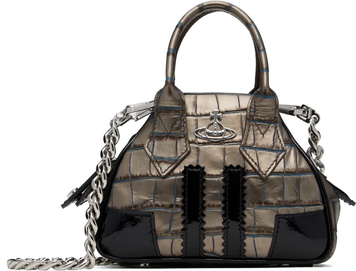 Vivienne Westwood Black & Brown Mini Yasmine Chain Bag Vivienne Westwood Black & Brown Mini Yasmine Chain Bag