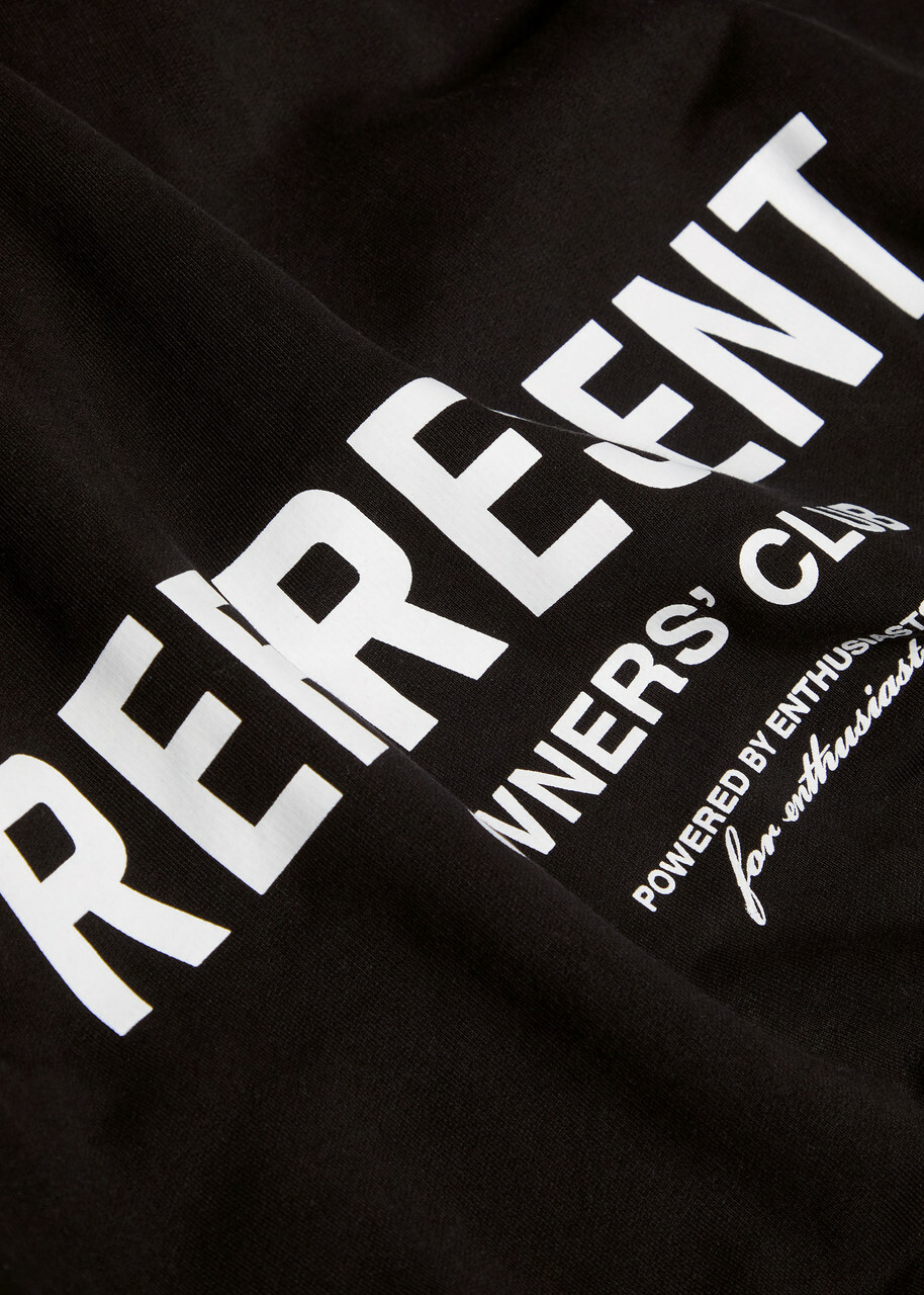 Represent Owners' Club Logo Hooded Cotton Sweatshirt Black