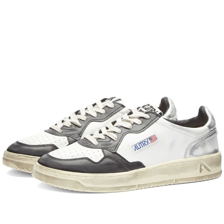 Photo: Autry Men's Super Vintage Low Sneakers in White/Black/Silver