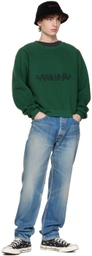 SEEKINGS Green Double Logo Printed Sweatshirt