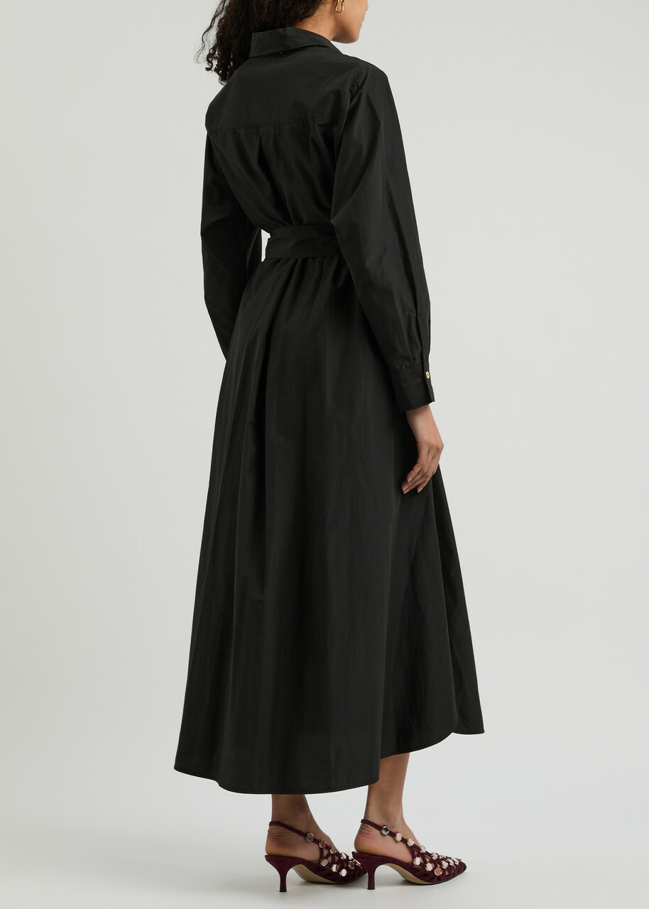 Forte_forte Belted Poplin Midi Shirt Dress Black