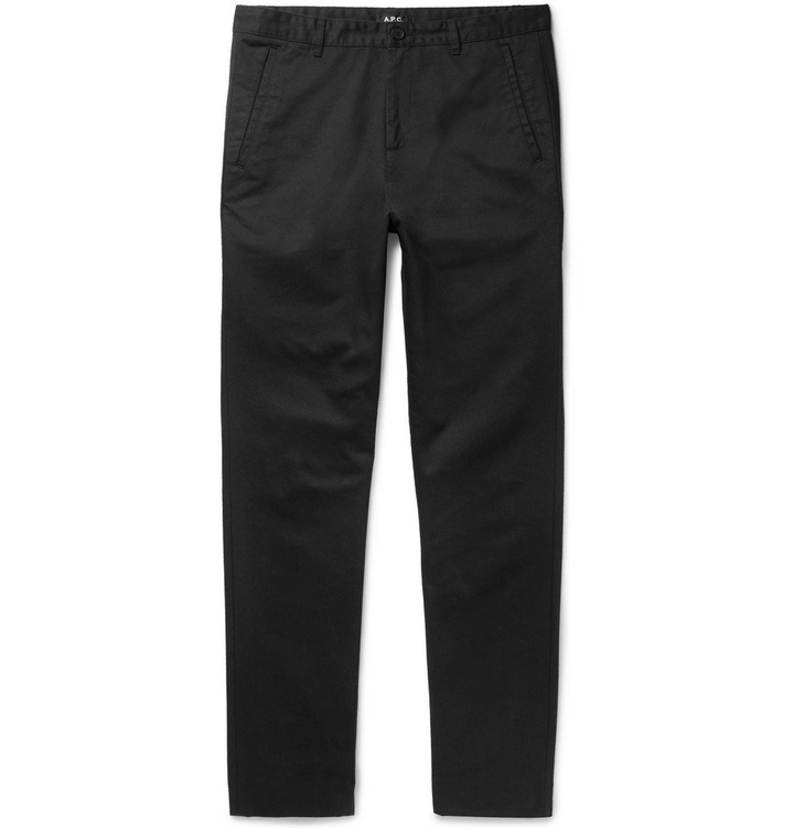 Photo: A.P.C. - Terry Slim-Fit Cotton-Gabardine Trousers - Men - Black