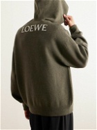 LOEWE - Anagram Jacquard-Knit Wool Hoodie - Green