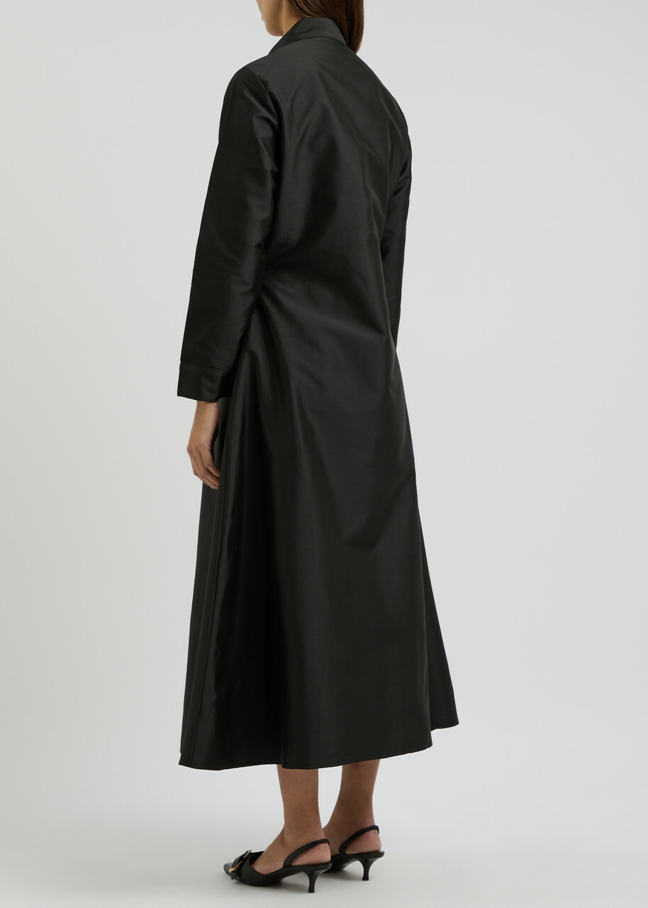 Lovebirds Sequin-embellished Taffeta Midi Shirt Dress Black